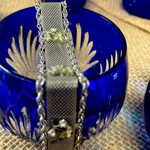 Antique 1940’s bracelet with rhinestone floral appliqué lobster claw snap